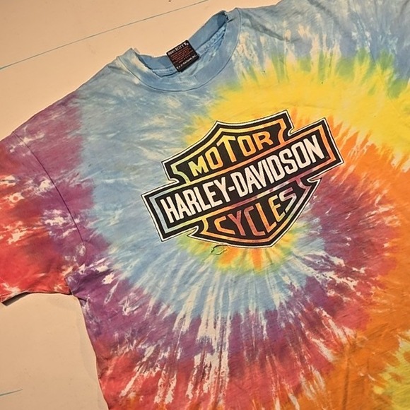 VTG Harley Davidson XXL Tie Dye T Shirt Single Stitch Birmingham AL 90s THRASHED
